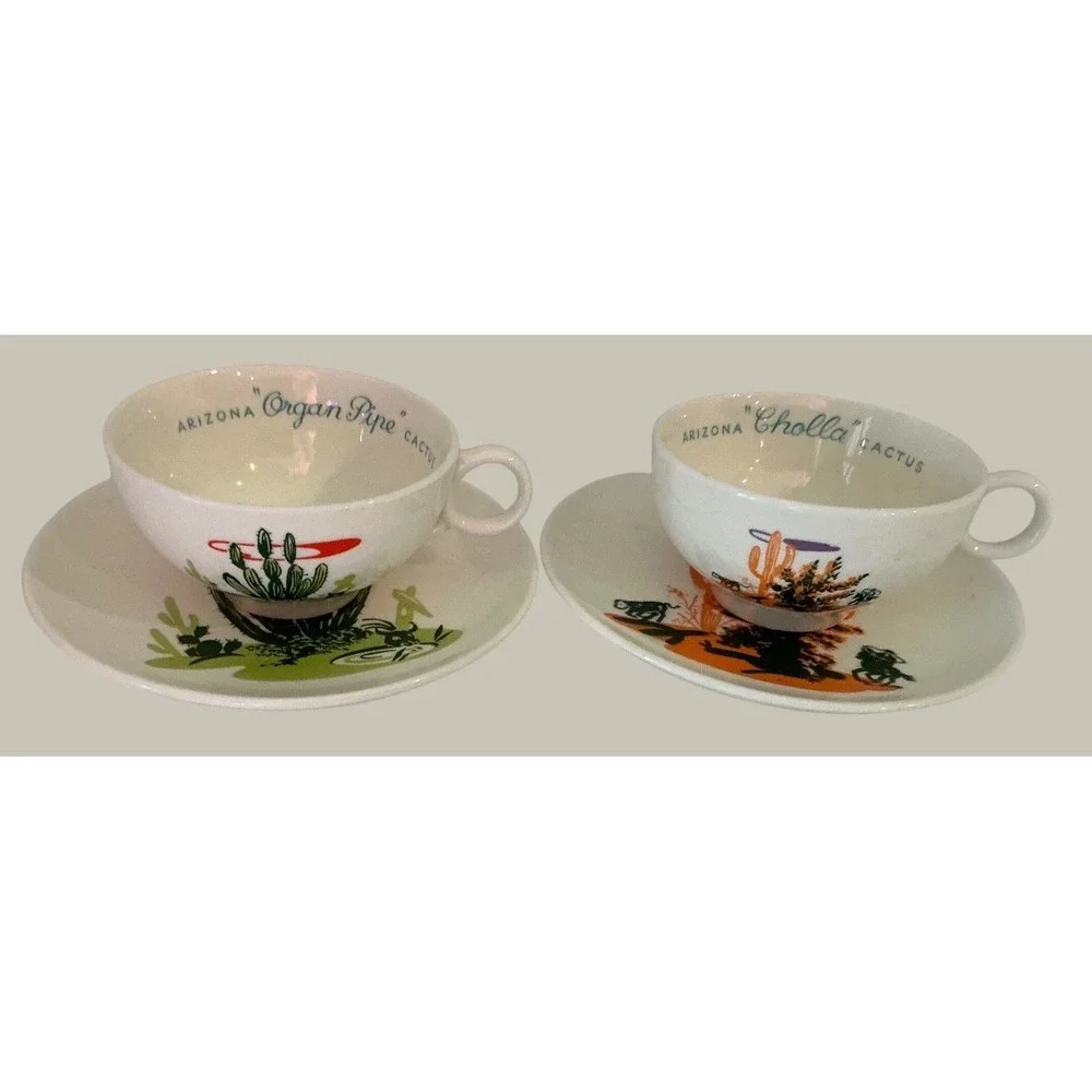 Other Brand Vintage Arizona Cactus Teacup Saucer Set Organ Pipe Cholla Desert 2p